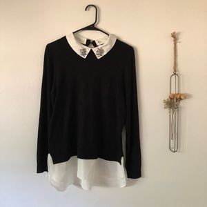 Embellished Layered Black Top